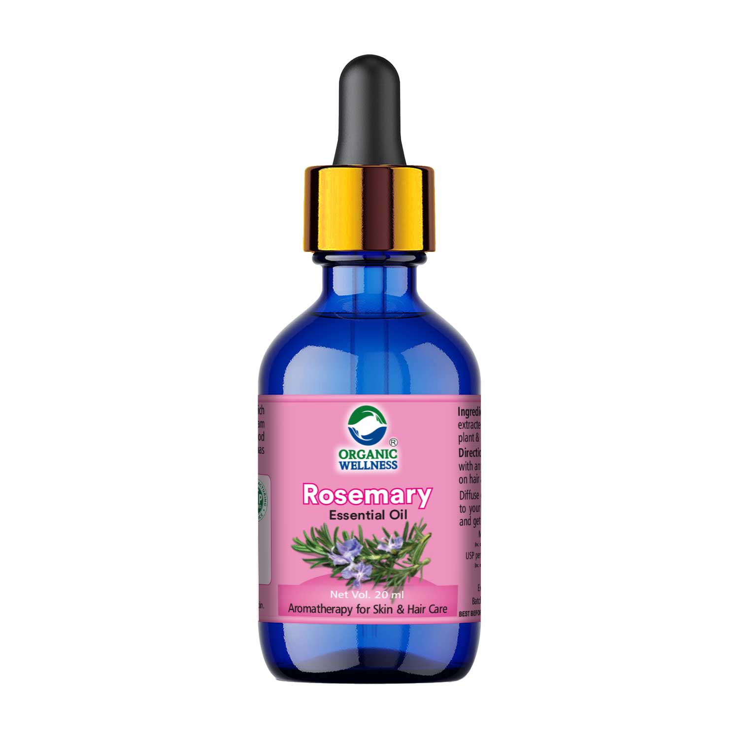 Organic Wellness Rosemary Essential Oil 20ml Bottle