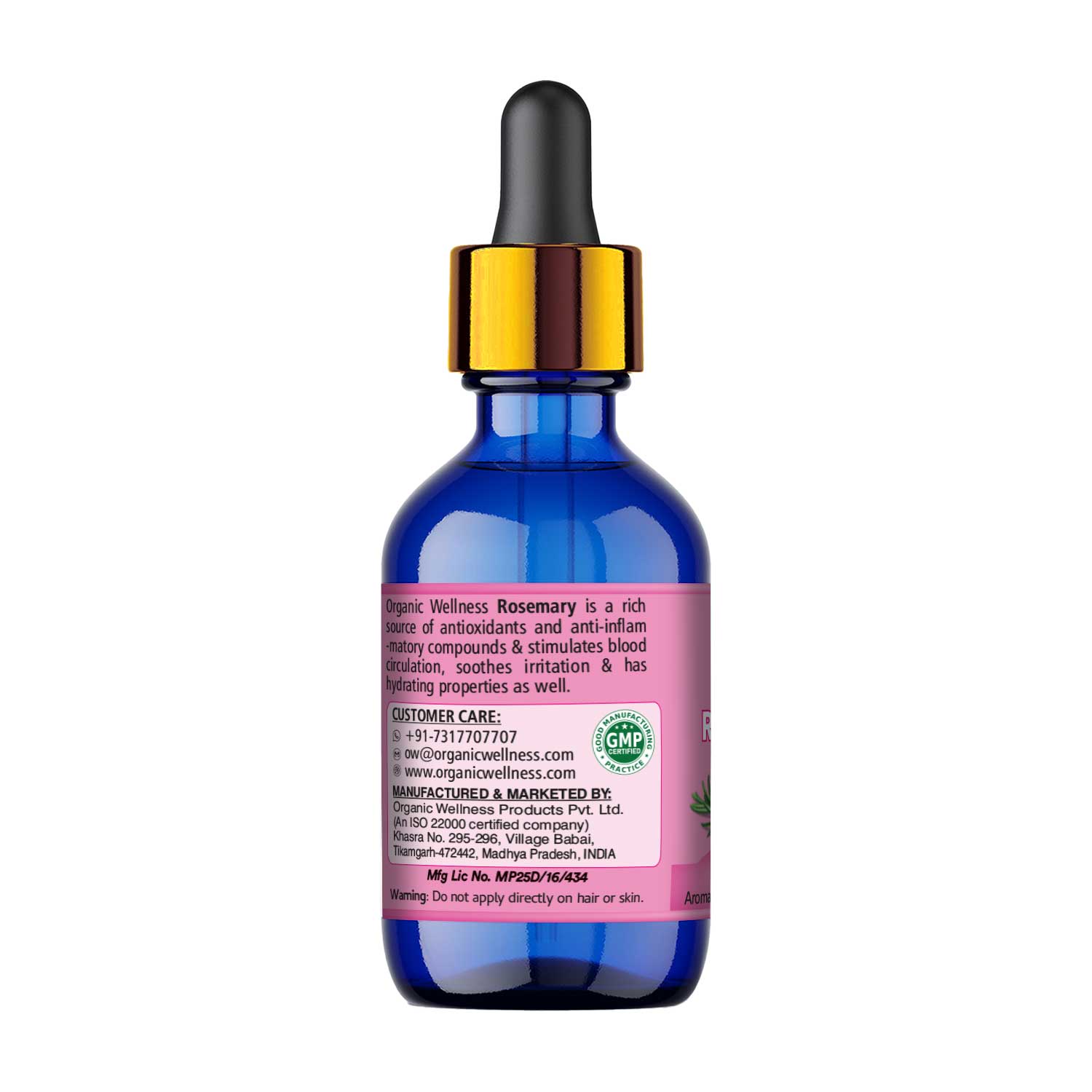 Organic Wellness Rosemary Essential Oil 20ml Bottle