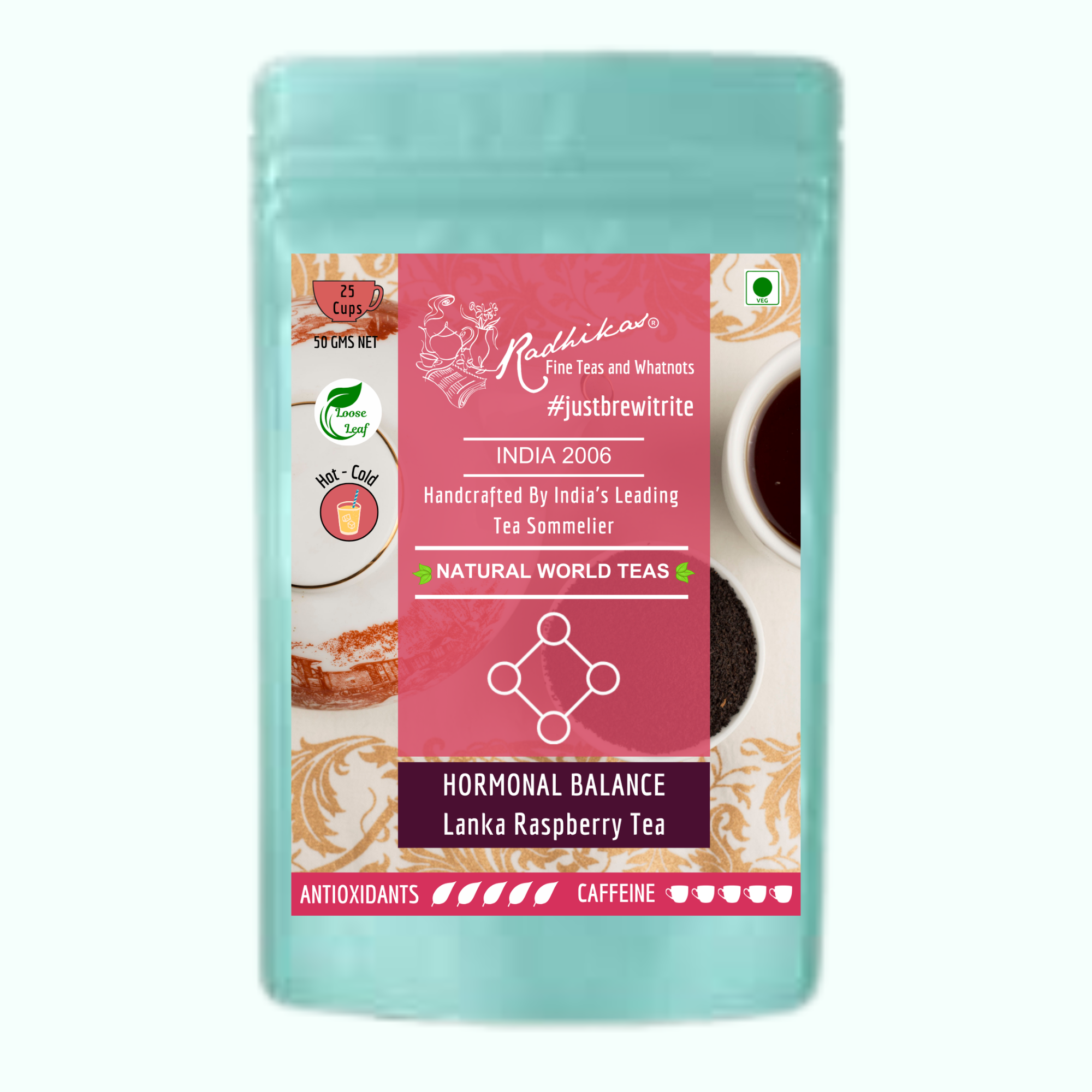 Radhika's Fine Teas Hormonal Balance Lanka Raspberry Tea (50g) | Single-Origin Ceylon Black Tea with Raspberry for Energy, Mood Balance & Wellness