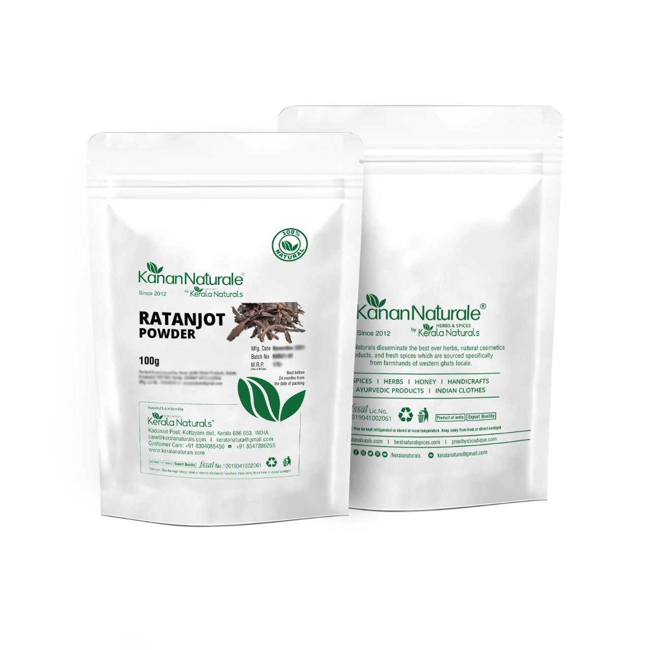 Kerala Naturals Ratanjot Powder - 100gms - Natural Burgundy Hair Dye Alkanet Root