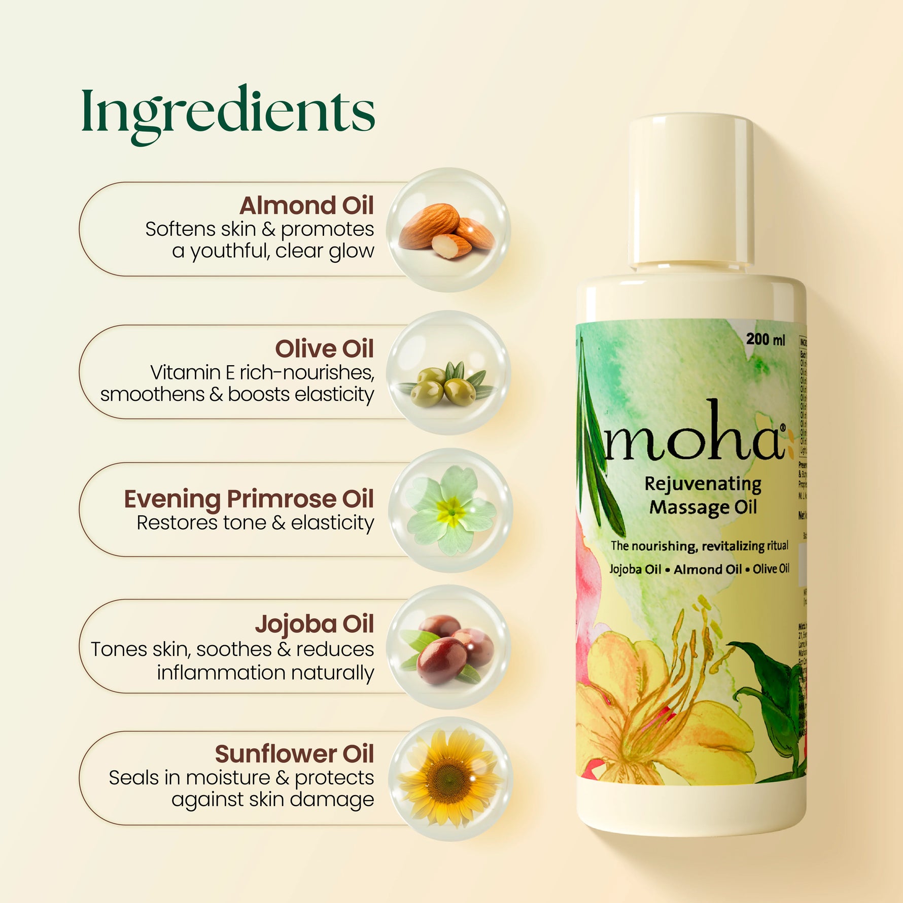 Moha: Rejuvenating Body Massage Oil (200ml)- Ayurvedic Stress & Pain Relief Oil