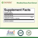 Pure Nutrition Rhodiola Rosea Root Extract (500mg) - 60 Veg Capsules | Standardized to 3% Rosavins & 1% Salidroside | Supports Energy, Focus, Relaxation & Cognitive Health