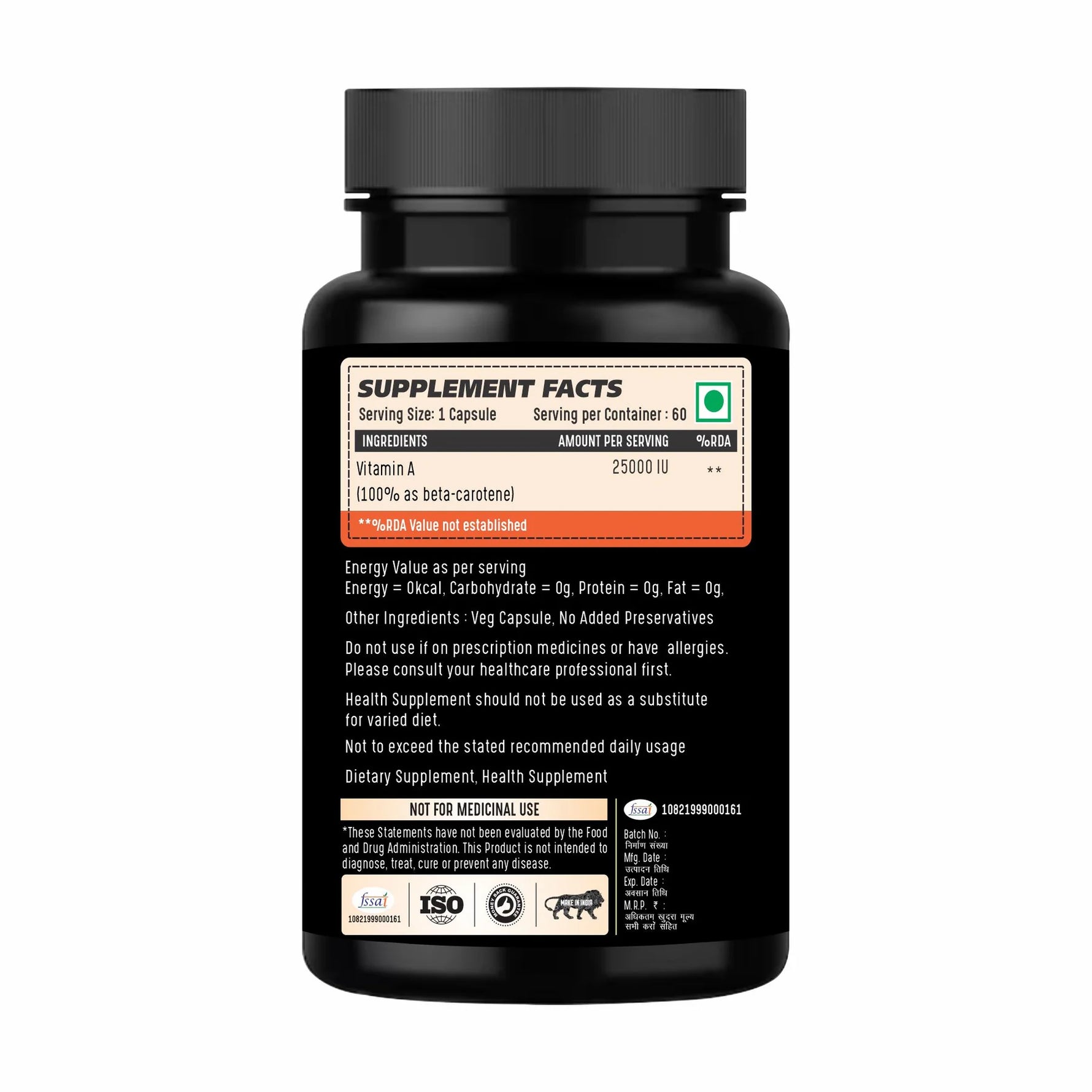 Adorreal Beta-Carotene Vitamin A Capsule | 60 Capsules