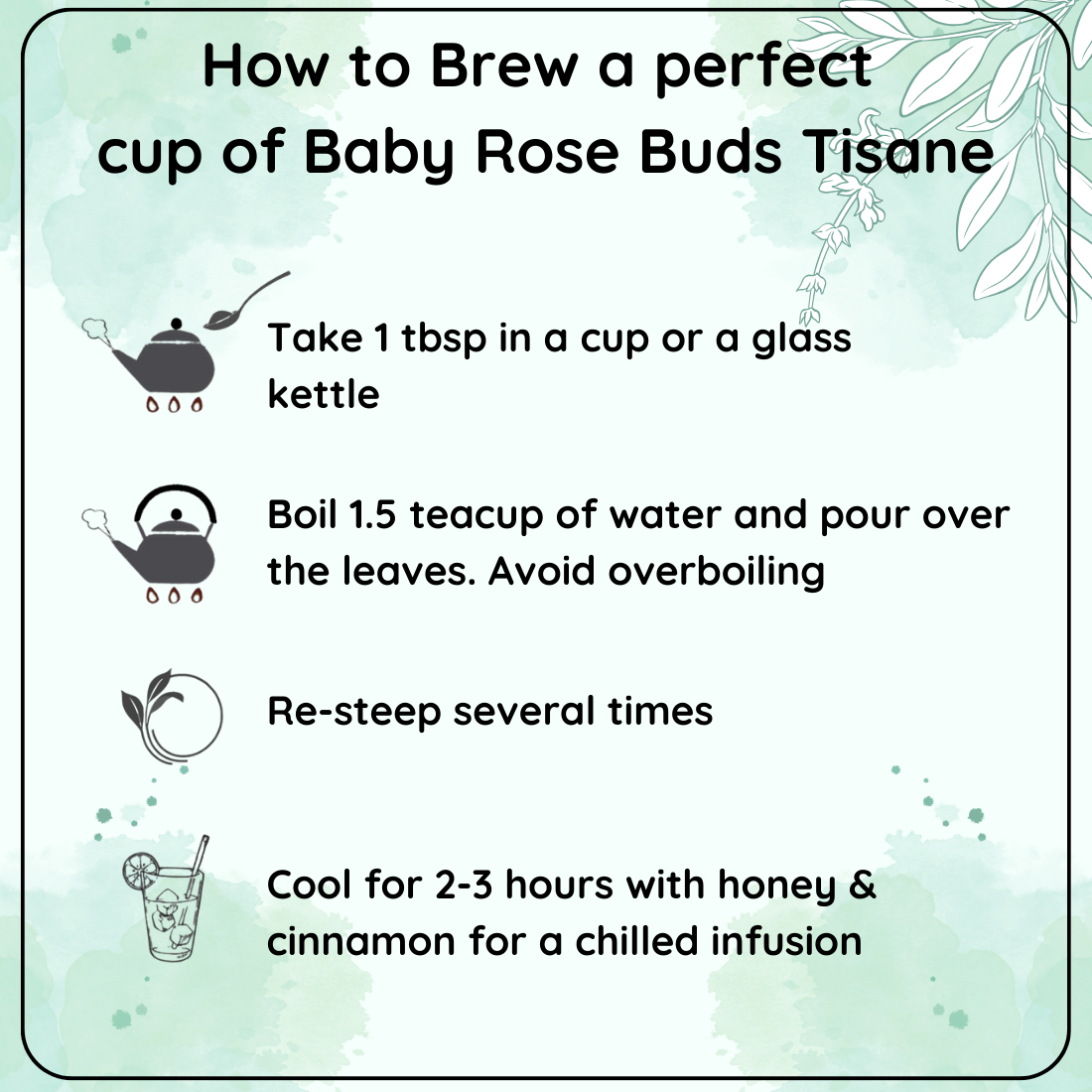Radhika's Fine Teas Radiance Baby Rose Buds Decaf Tisane (50g) | Pure Floral Tea for Skin Glow, Stress Relief & Relaxation