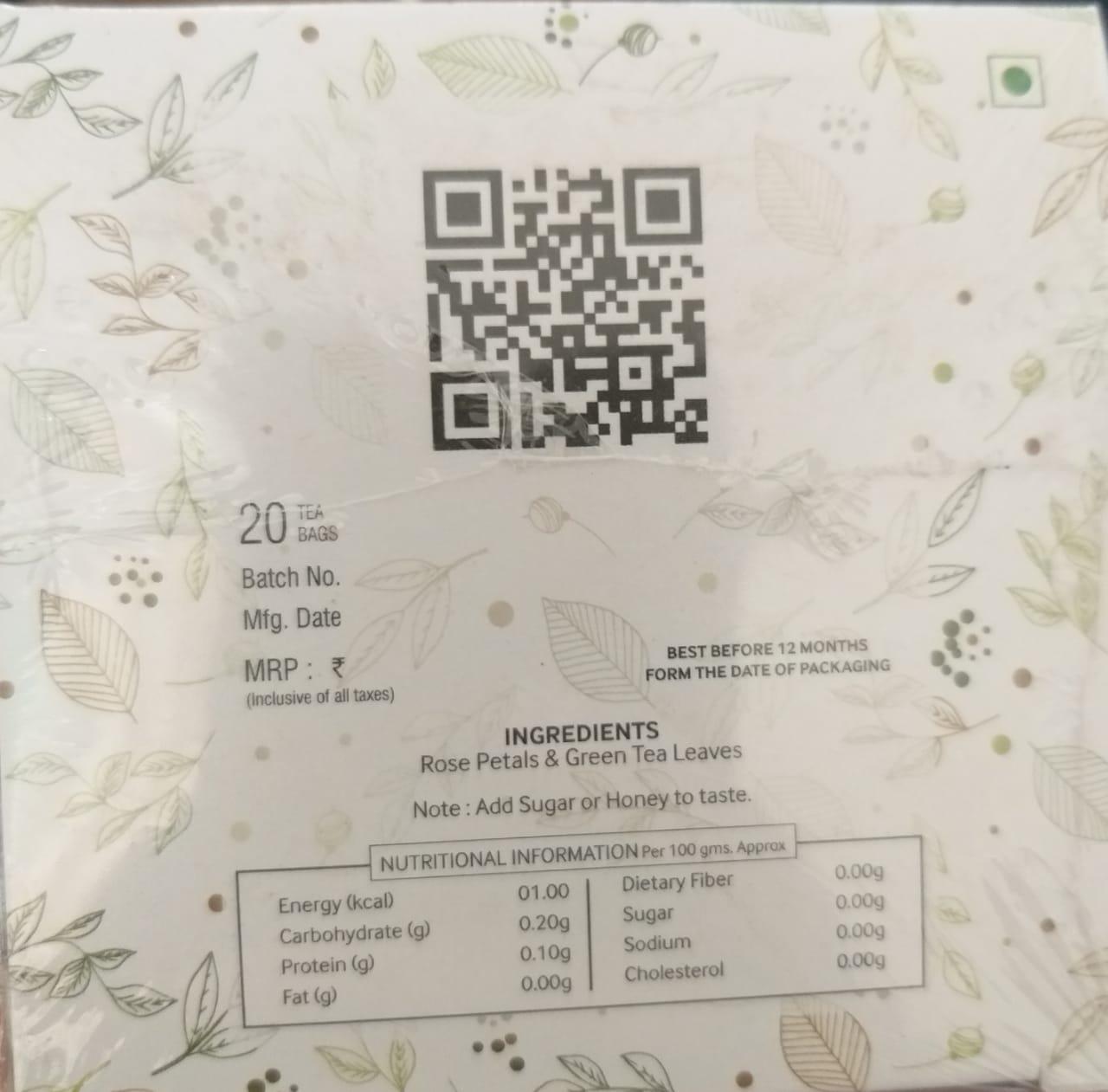 Nature's Park Rose Green Tea Pyramid Tea Bags (20 Pcs)