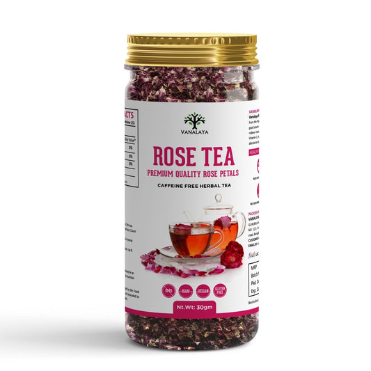 Vanalaya Rose Tea For Glowing Skin, Weight loss Made with 100% Natural Rose Petals 30gm