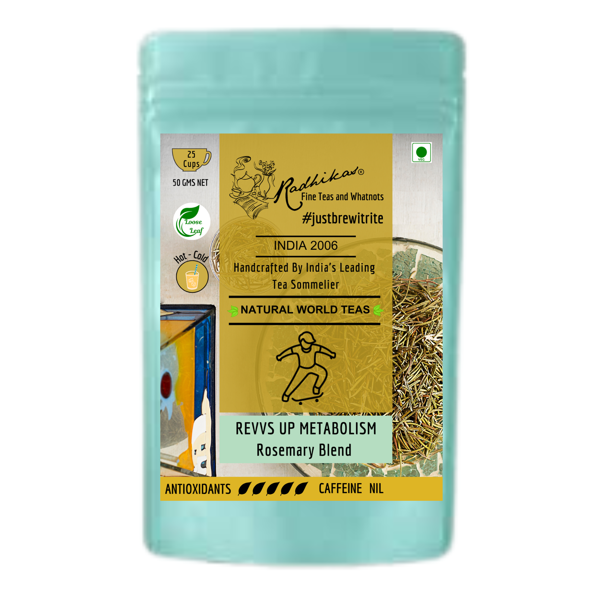 Radhika's Fine Teas Revvs Up Metabolism Rosemary Blend (50g) | Refreshing Herbal Tisane for Fat Burn, Digestion & Mental Clarity1