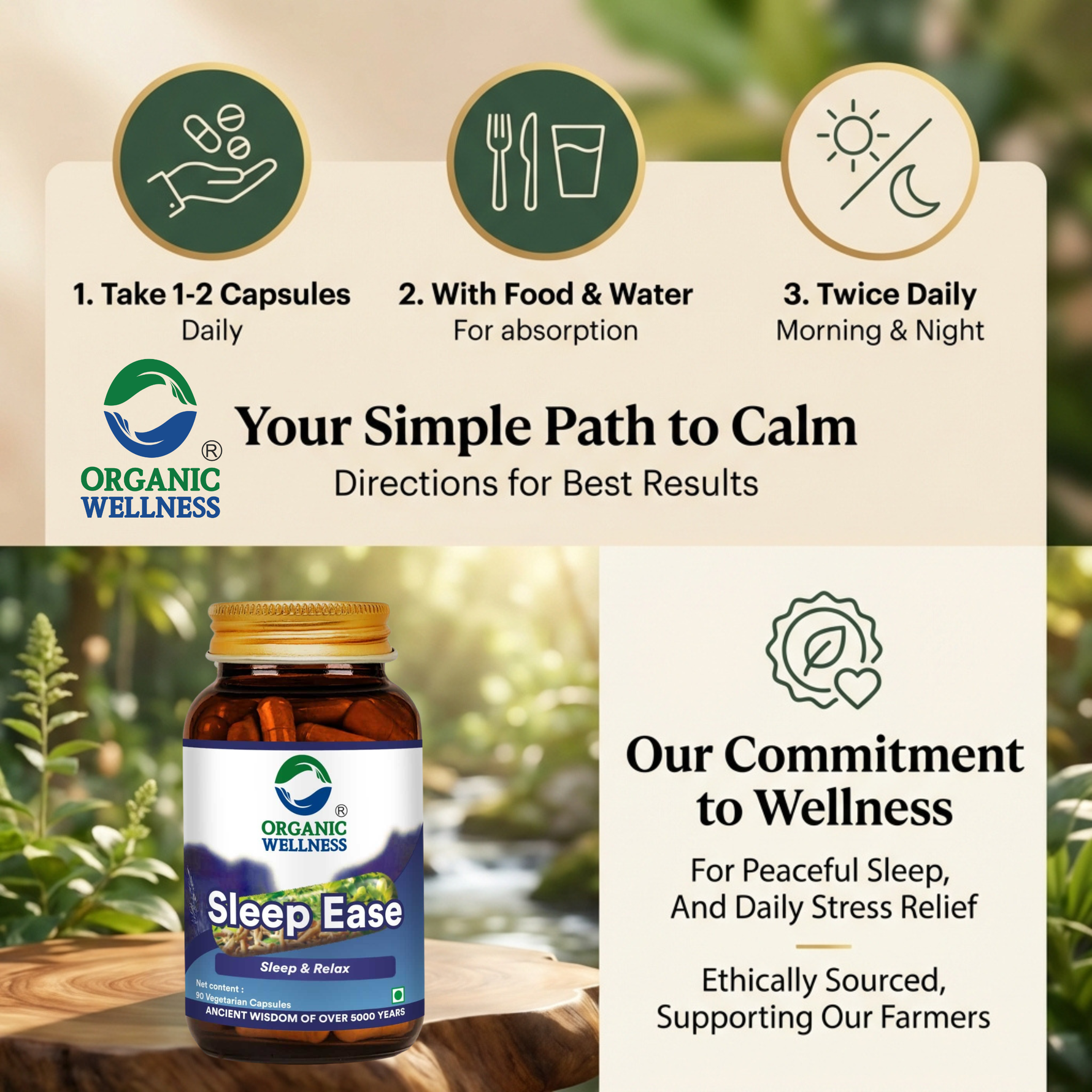 Organic Wellness Sleep Ease Capsules - 90 Capsules