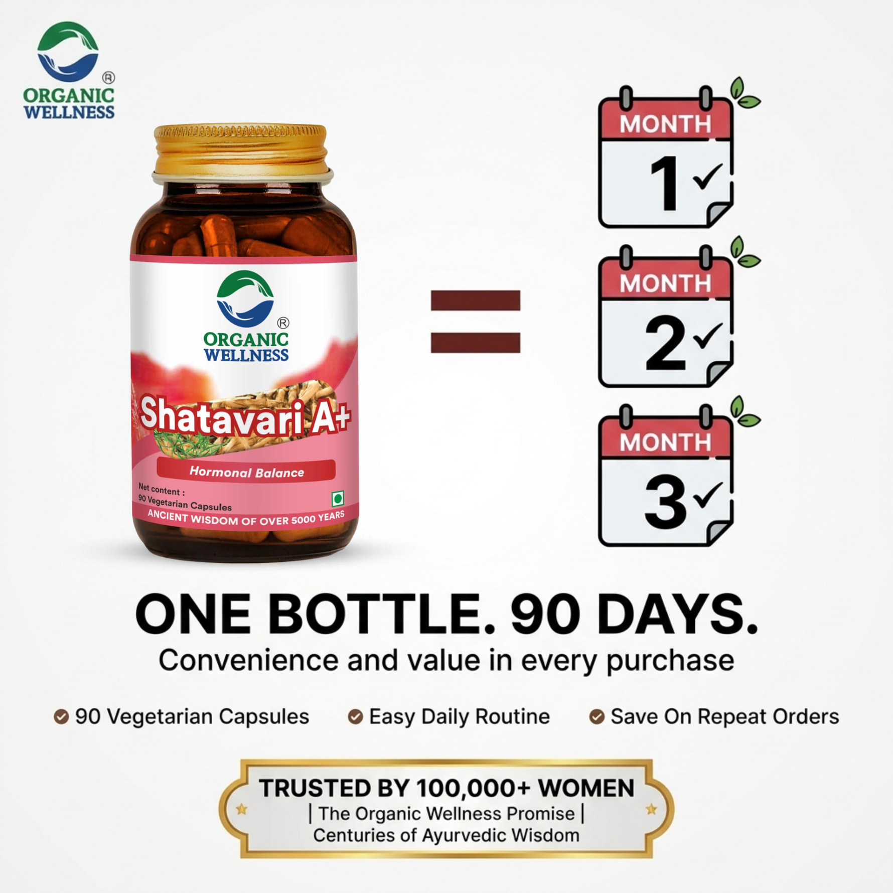 Organic Wellness Shatavari A+ Capsules -  90 Capsules