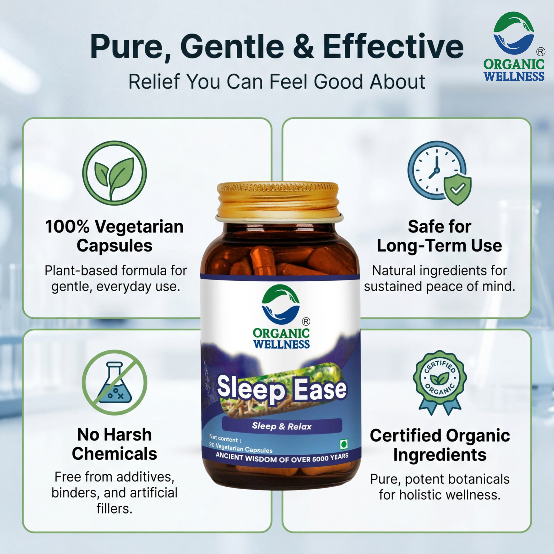 Organic Wellness Sleep Ease Capsules - 90 Capsules