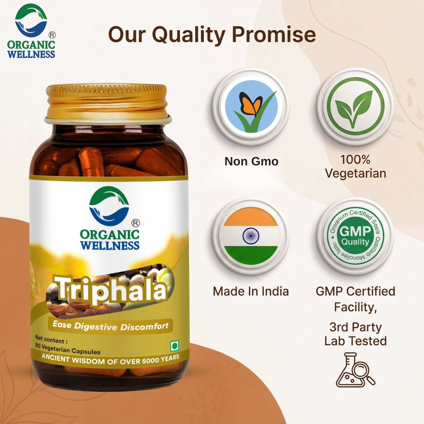 Organic Wellness Triphala Capsules -  90 Capsules