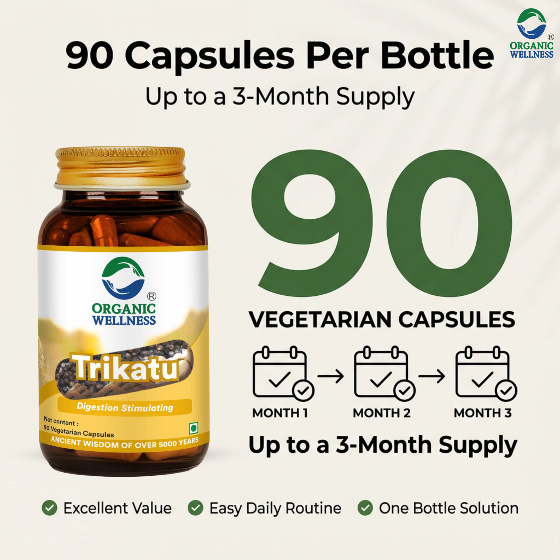 Organic Wellness Trikatu Capsules -  90 Capsules