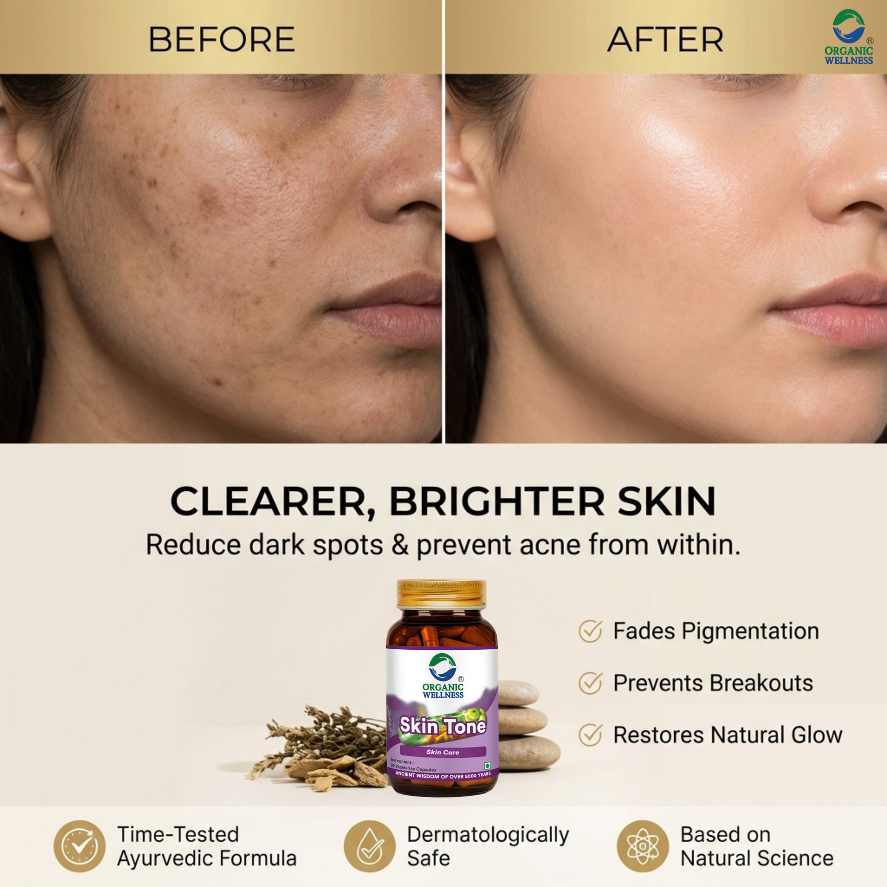 Organic Wellness Skin-Tone Capsules -  90 Capsules