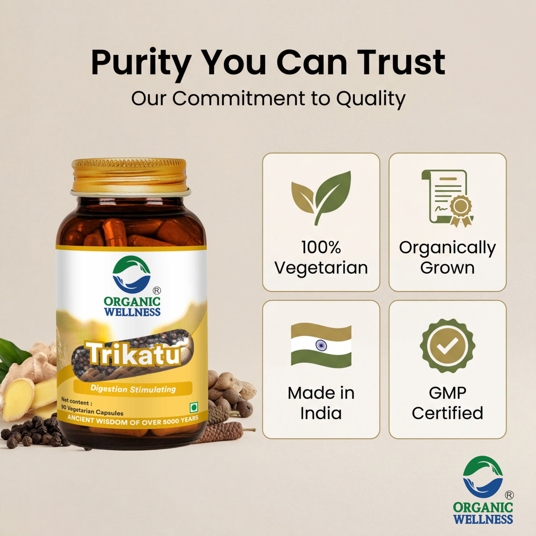 Organic Wellness Trikatu Capsules -  90 Capsules