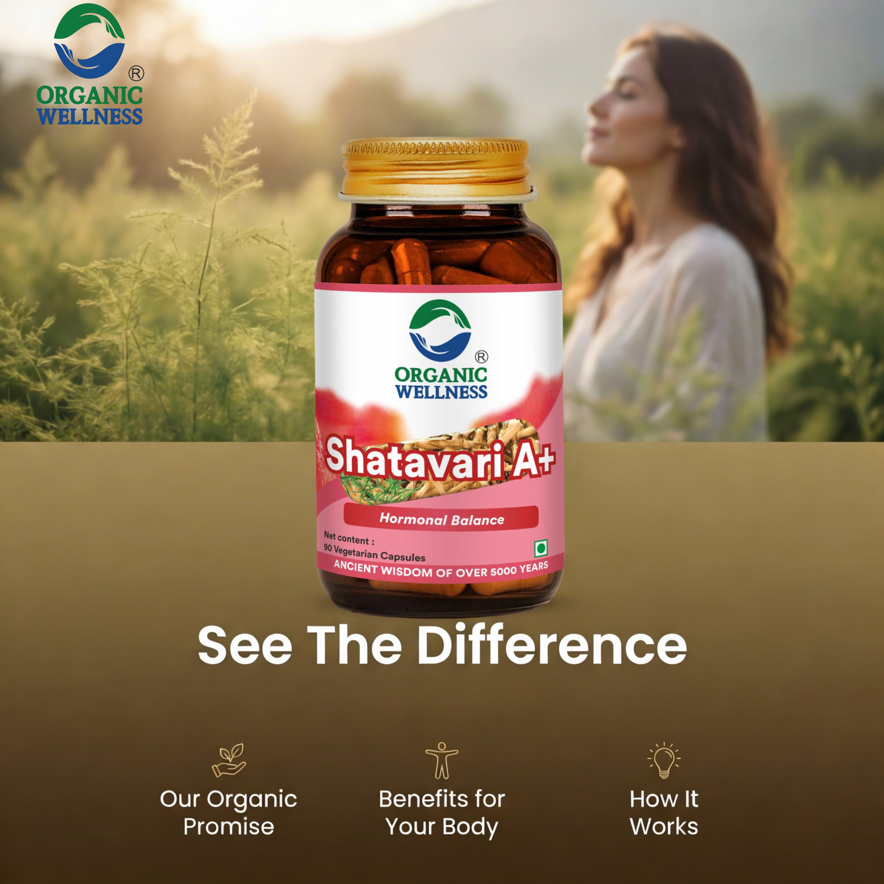 Organic Wellness Shatavari A+ Capsules -  90 Capsules