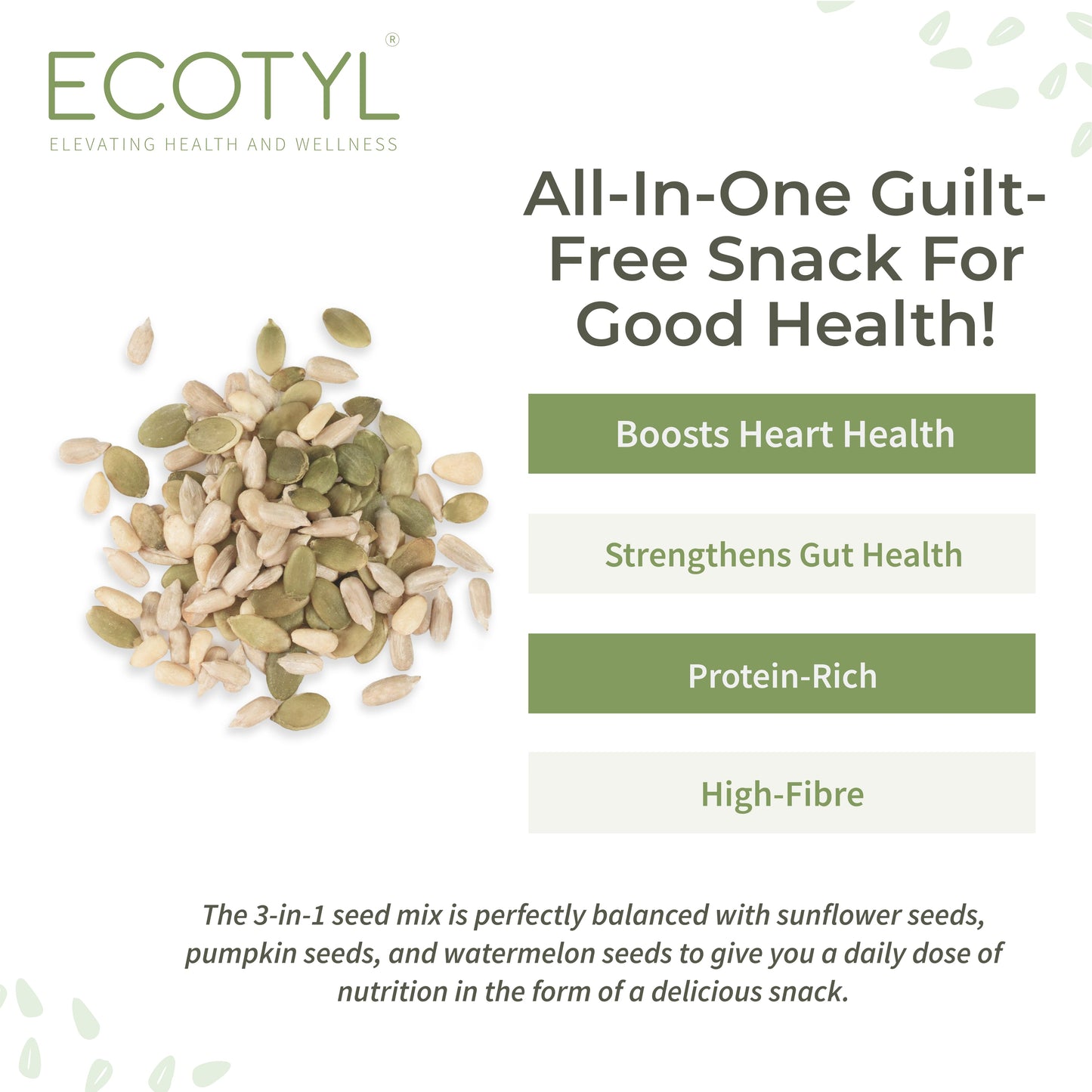 Ecotyl Seed Mix Sunflower, Pumpkin, and Watermelon Seeds - 200gm