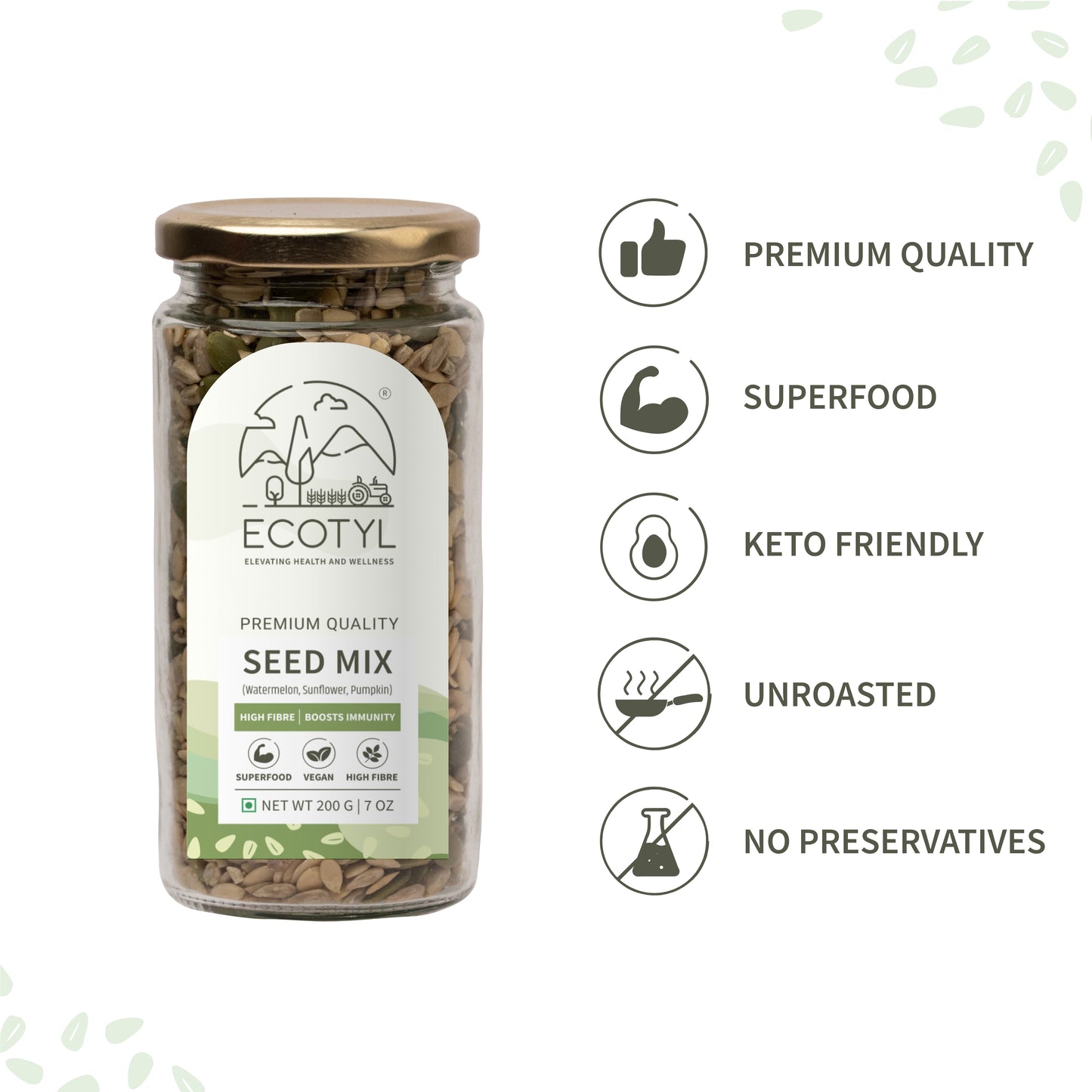 Ecotyl Seed Mix Sunflower, Pumpkin, and Watermelon Seeds - 200gm