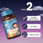 ZEROHARM Sleep Ease Tablets - No Melatonin - With Valerian, Ashwagandha, Jatamansi & Hops - Plant-Based Sleep Support - Non-Habit Forming - Promotes Deep Restful Sleep & Relaxation for Men, Women - 60 Tablets