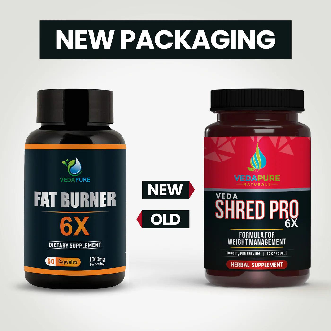 Vedapure Naturals Veda Shred Pro 6x Capsules - Thermogenic Metabolism Support (60 Count)