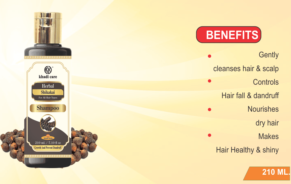 Khadi Care Herbal Shikakai Shampoo for Hair Strength & Conditioning - 210ml