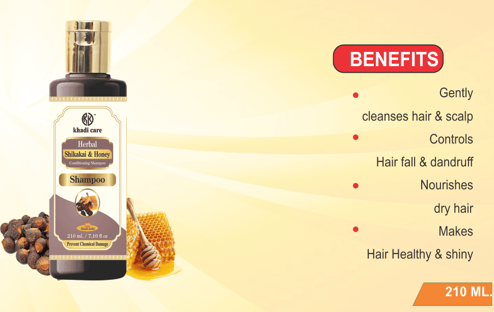 Khadi Care Herbal Shikakai & Honey Shampoo for Dry & Frizzy Hair - 210ml