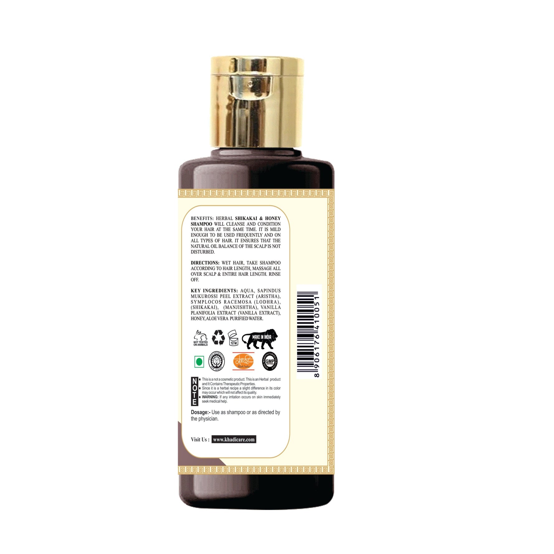 Khadi Care Herbal Shikakai & Honey Shampoo for Dry & Frizzy Hair - 210ml