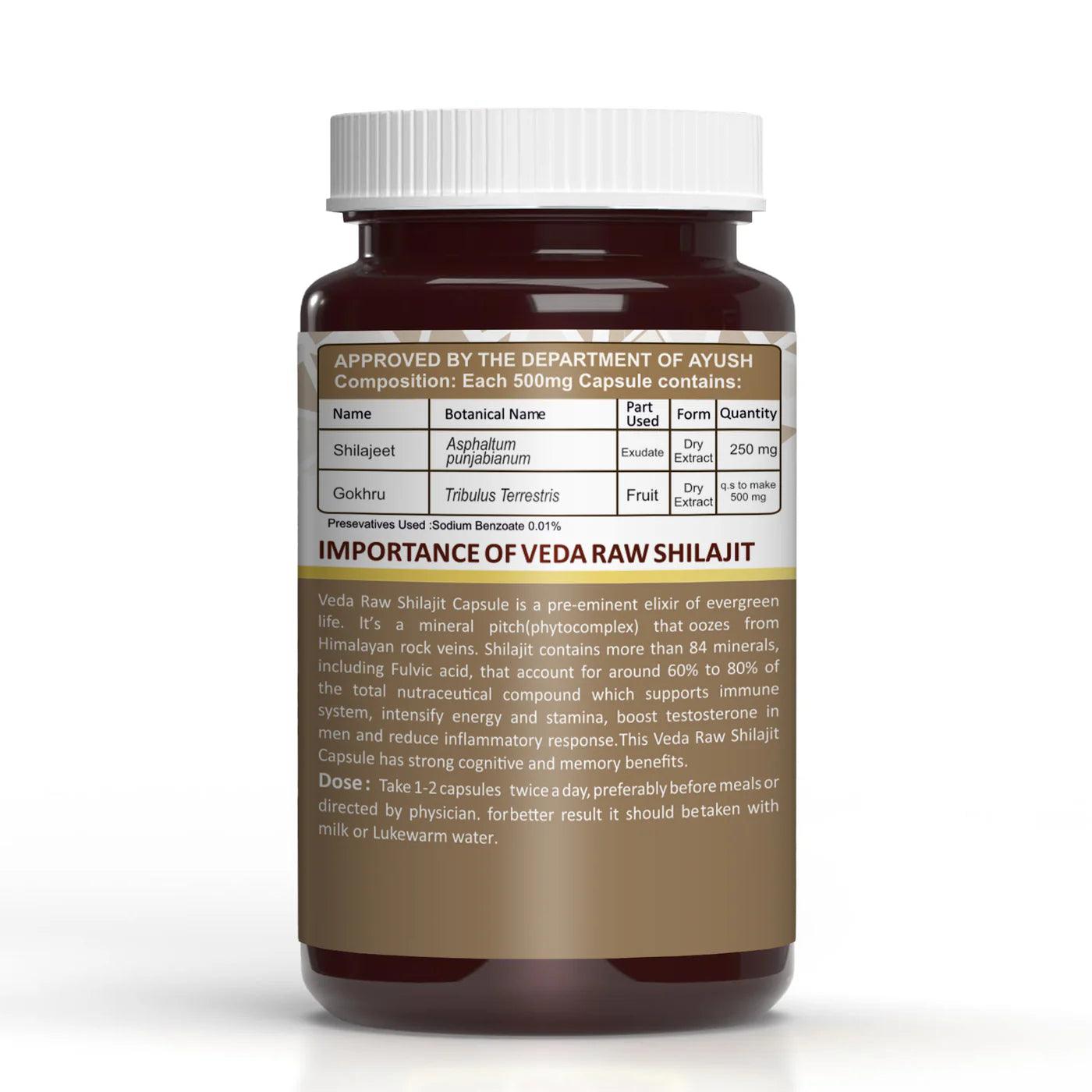 Vedapure Naturals Raw Shilajit Capsules for Strength & General Health-60 Capsules