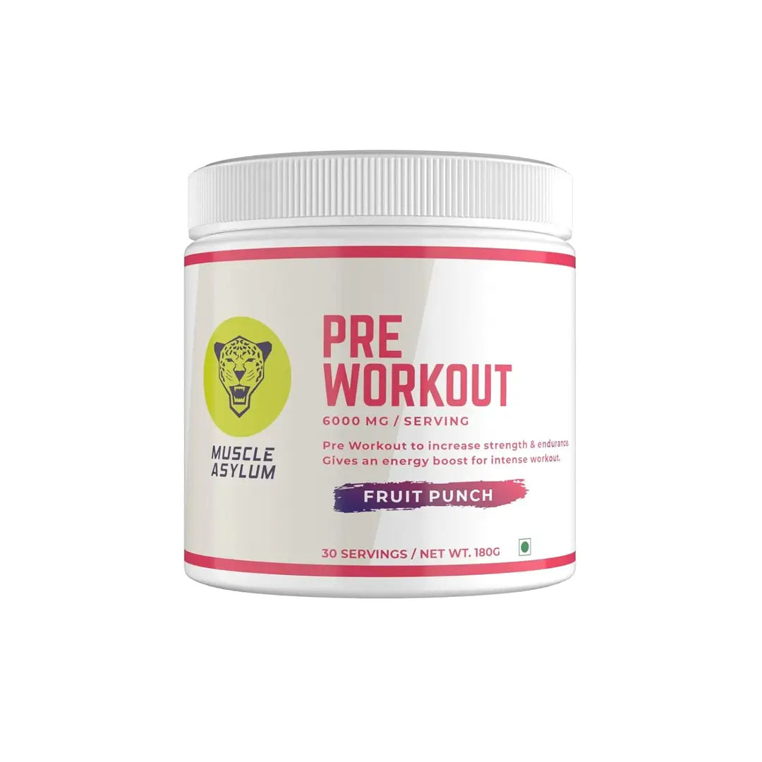 Muscle Asylum Pre-Workout Powder With Genuine Lab Reports | Boosts Energy & Endurance | Improves Focus | Revs Up Recovery | 1g BCAA|3g Beta-Alanine|with 1.5g Caffeine