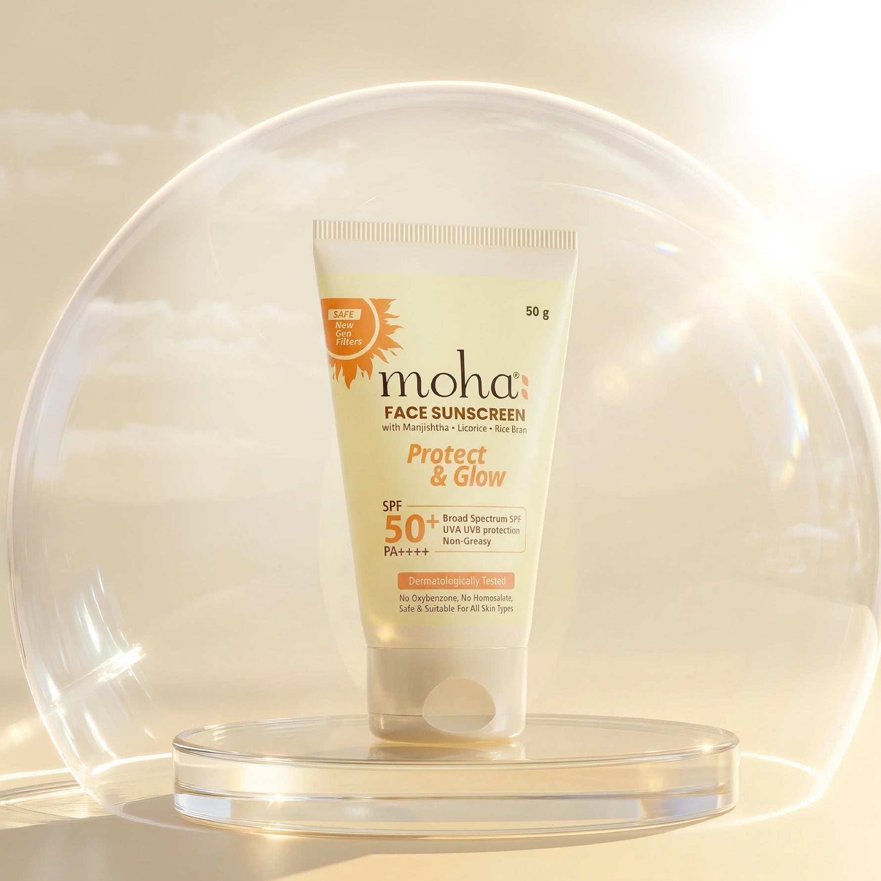Moha: Face Sunscreen SPF 50+ PA++++ (50g)- No White Cast Broad Spectrum Sunscreen Cream