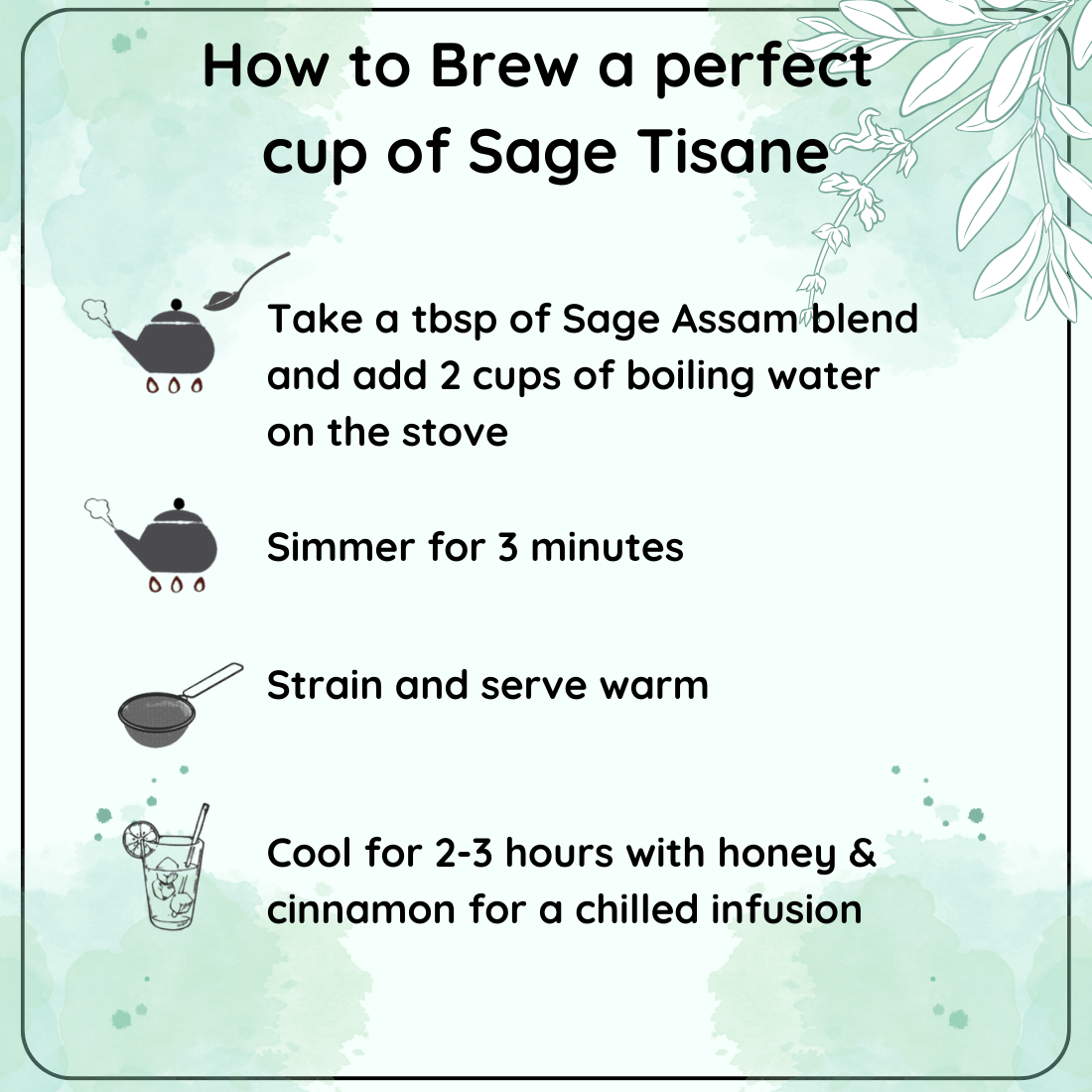 Radhika's Fine Teas Calming Sage Blend (50g) | Pure Herbal Tisane for Stress Relief, Mental Clarity & Hormonal Wellness