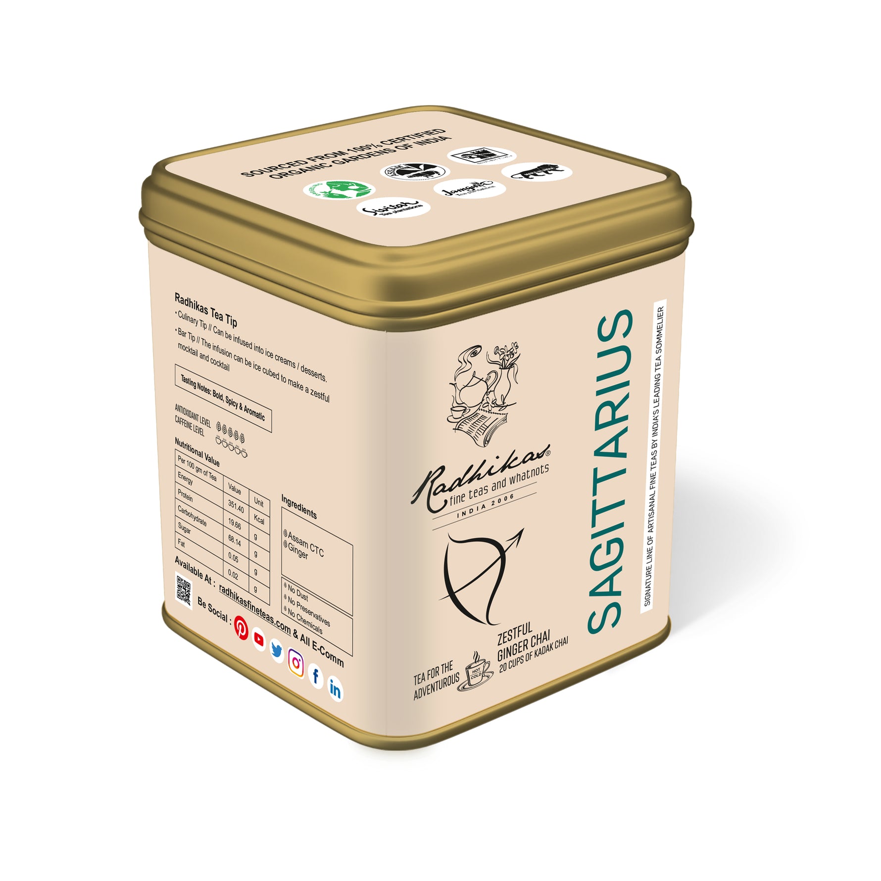 Radhikas Fine Teas Sagittarius Ginger Tea - 100gm
