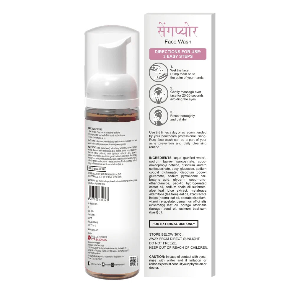 Millennium Herbal Care Sang-Pure Anti-Acne Face Wash (70ml Each)