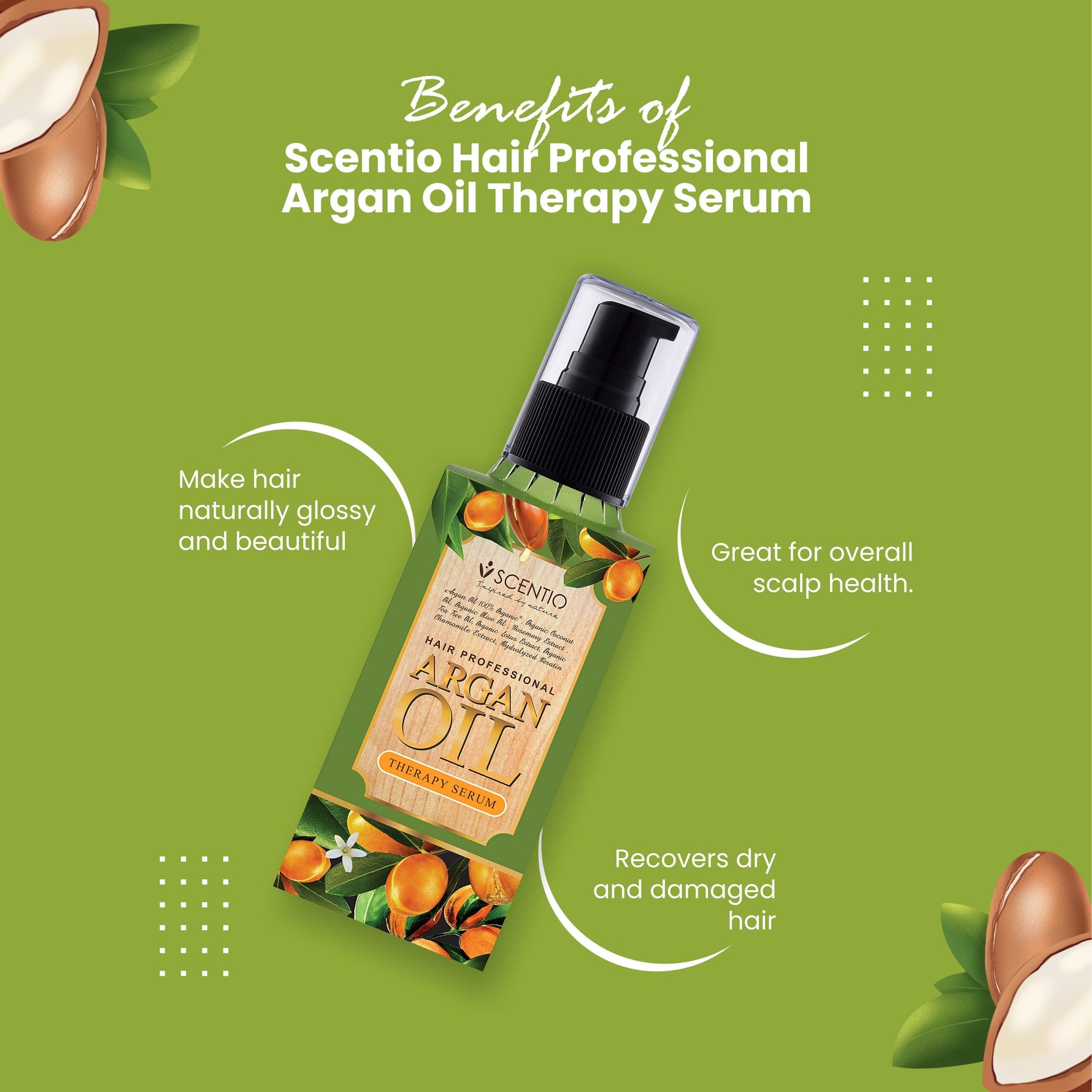 Scentio Hair Professional Argan Oil Therapy Serum – Smooth & Nourish Hair | Made in Thailand