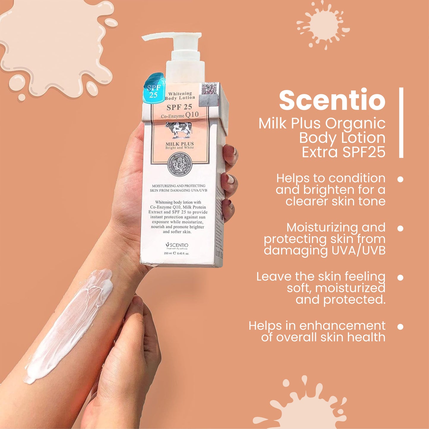 Scentio Milk Plus Organic Body Lotion Extra SPF25 250ML – Nourish & Protect Your Skin