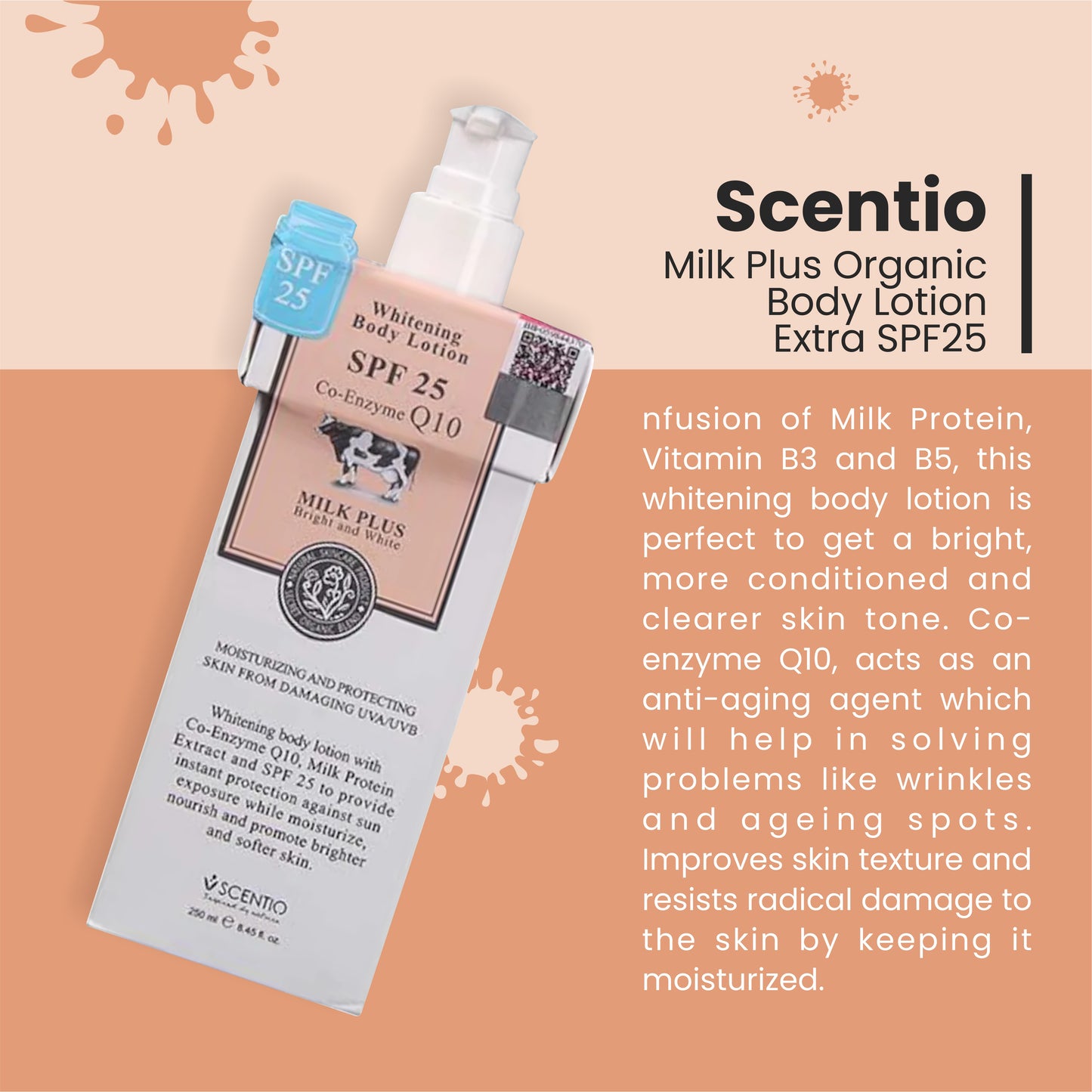Scentio Milk Plus Organic Body Lotion Extra SPF25 250ML – Nourish & Protect Your Skin