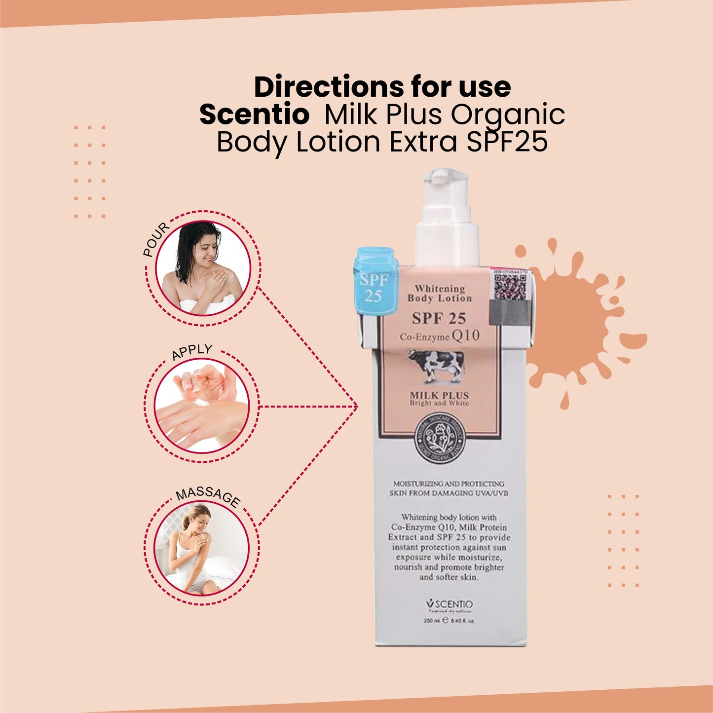 Scentio Milk Plus Organic Body Lotion Extra SPF25 250ML – Nourish & Protect Your Skin