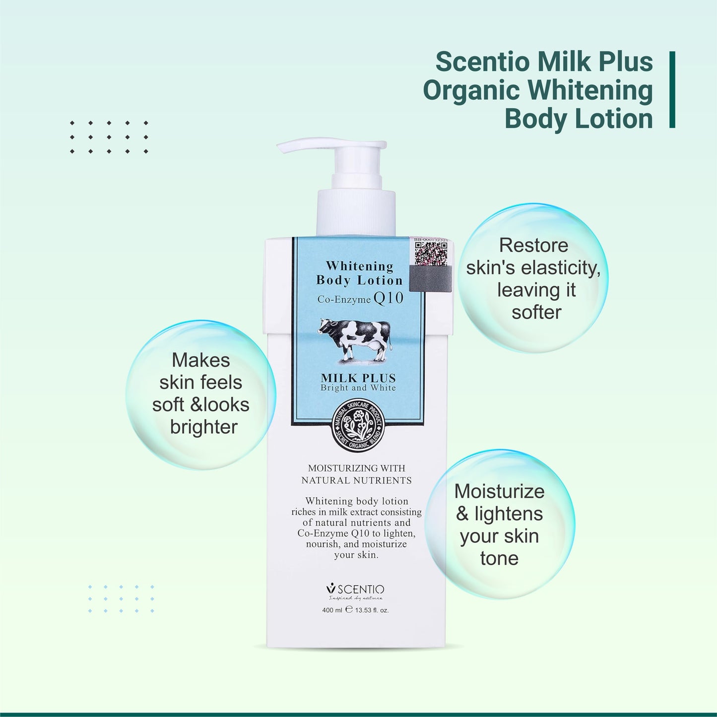 Scentio Milk Plus Body Lotion With Co-Enzyme Q10 400ml – Nourish & Rejuvenate Skin