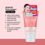 SCENTIO Pink Collagen Face Wash 50ML – Anti-Wrinkle, Firm & Glow Skin | Organic, SLS & Paraben Free