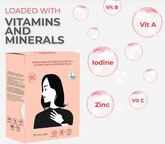 Biotin Gummies - Strengthen Hair, Reduce Hair Fall, Glowing Skin & Stronger Nails - 60 Gummies