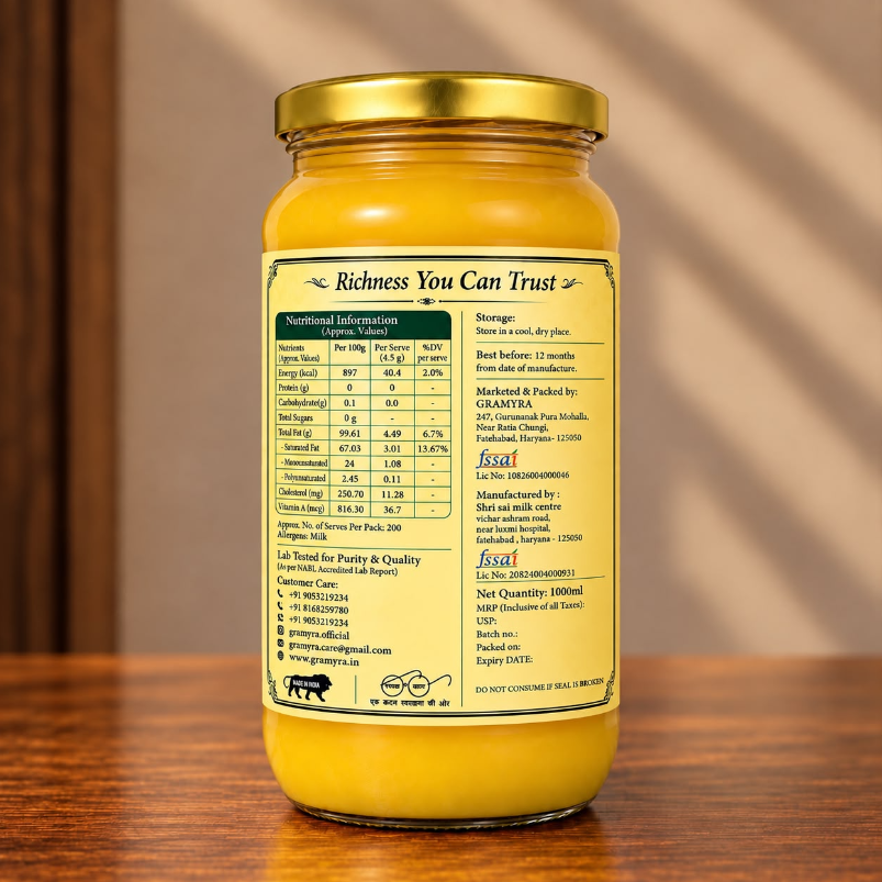 Gramyra Bilona Daanedar Cow Ghee - 1 L