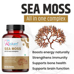 Raskam Sea Moss | 150MG | 60 Capsules - Organic Irish Sea Moss Powder | Bio available Minerals for Thyroid , Skin and Joint Support