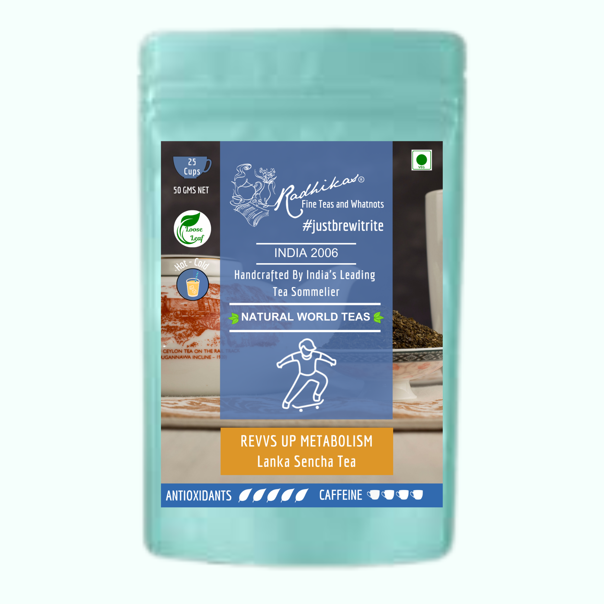 Radhika's Fine Teas Revvs Up Metabolism Lanka Sencha Green Tea (50g) | Single-Origin Whole Leaf Green Tea for Weight Loss, Fat Burn & Sustained Energy