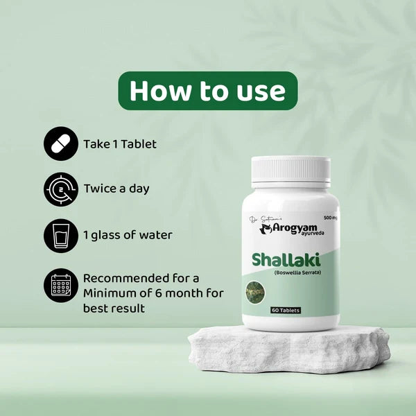 Dr. Satnam’s Arogyam Ayurveda Shallaki Tablets (500mg, 60 Tablets) | Pure Boswellia Serrata Extract for Joint Health, Anti-Inflammatory Support & Cartilage Care