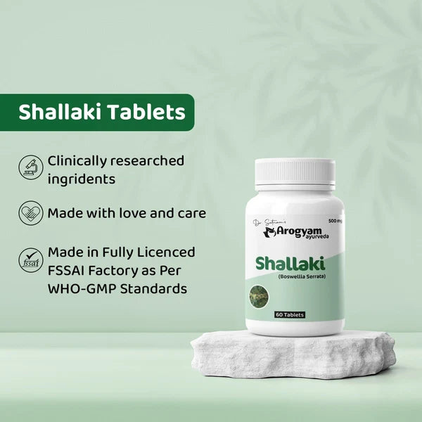 Dr. Satnam’s Arogyam Ayurveda Shallaki Tablets (500mg, 60 Tablets) | Pure Boswellia Serrata Extract for Joint Health, Anti-Inflammatory Support & Cartilage Care