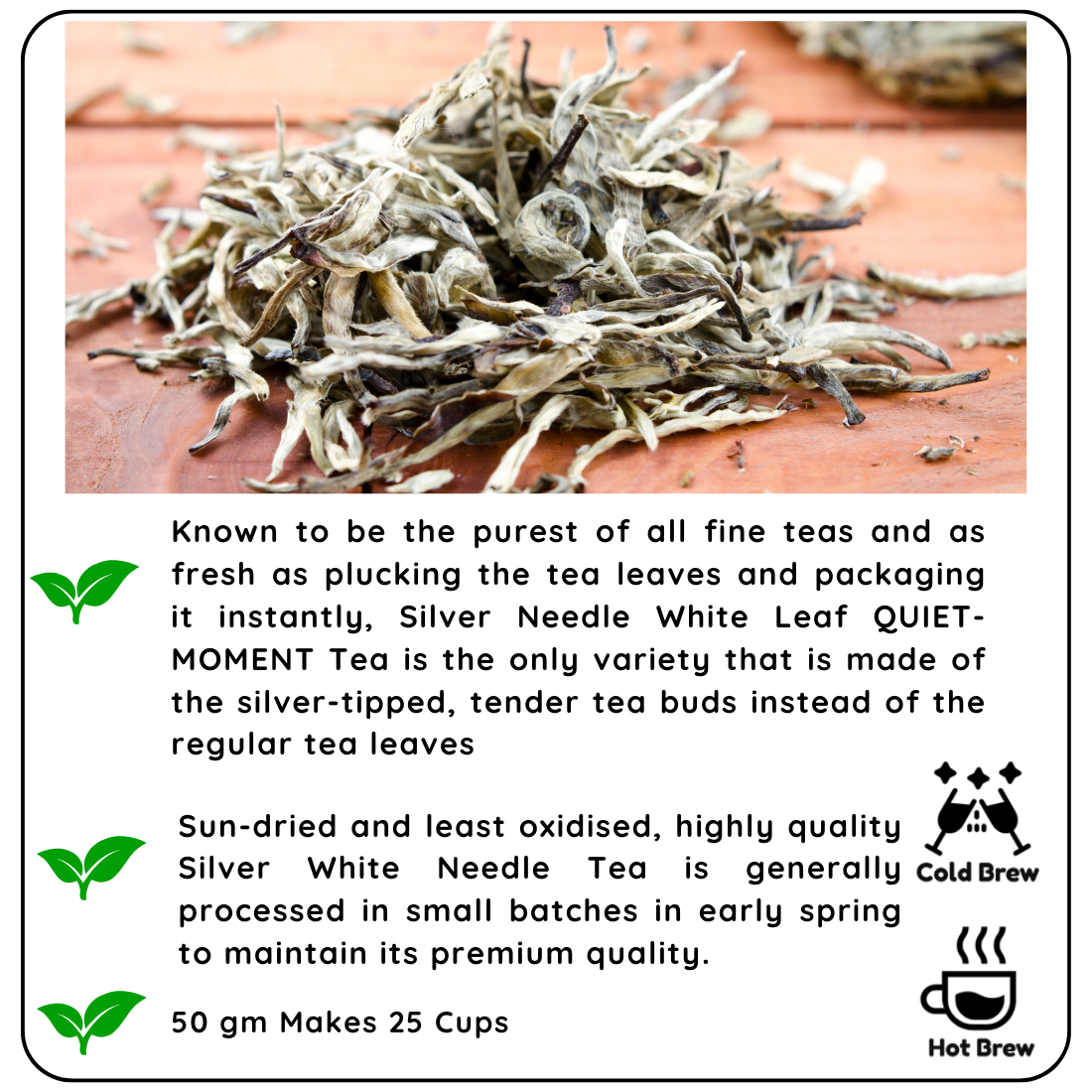 Radhika's Fine Teas CALMING Silver Needle White Leaf Tea (50g)