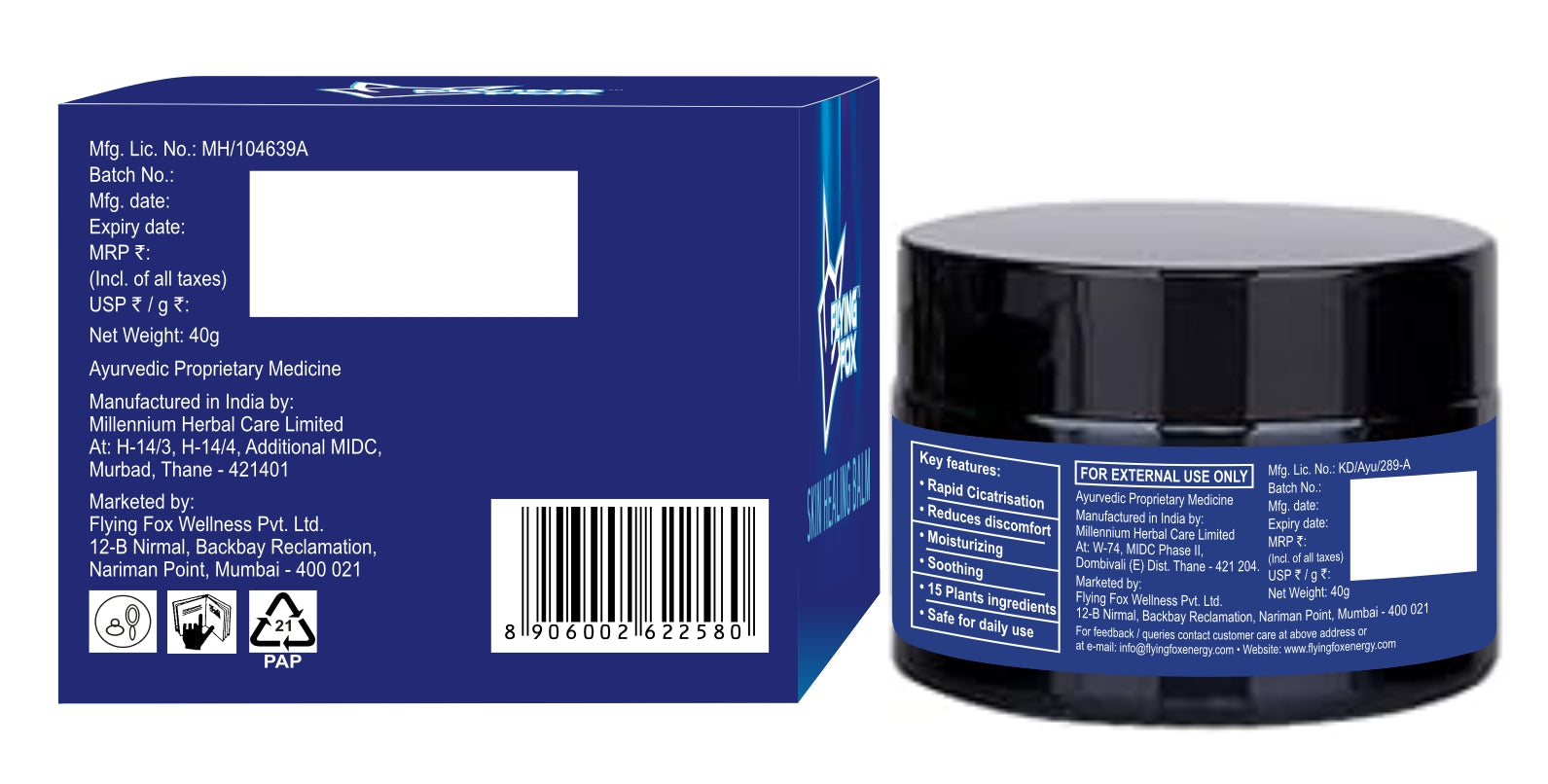 Flying Fox Skin Healing Balm - Intensive Repair for Dry, Cracked Skin (40g)