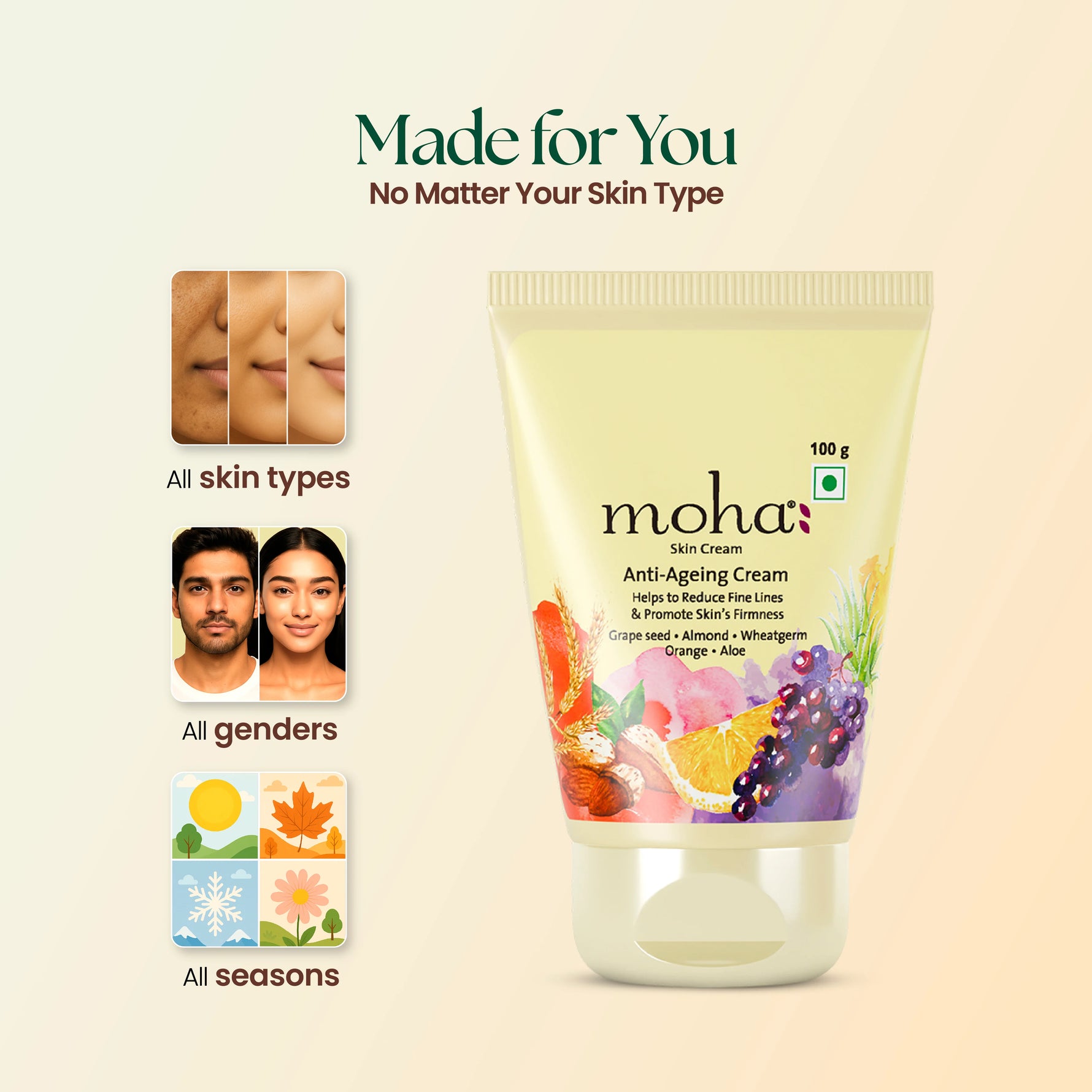 Moha Anti-Ageing Cream 100g - Ayurvedic Wrinkle Repair & Face Glow Cream