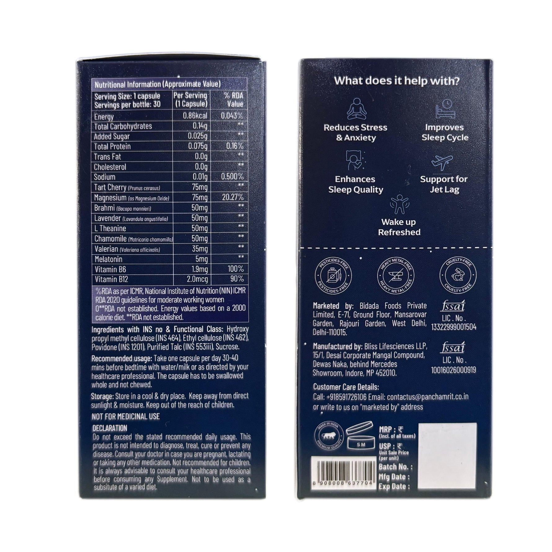 Panchamrit Sustained Release Capsule For Sleep with 5mg Melatonin, 30mg Valerian Root |Tart Cherry, Magnesium, Vitamin B6&B12 |Deep, Relaxing, Undisturbed Sleep |Non-Habit Forming