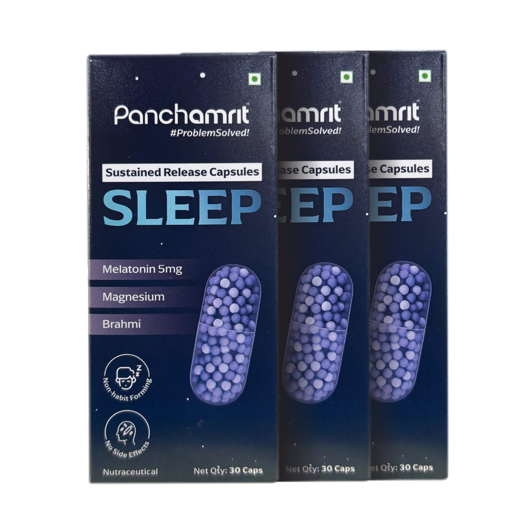 Panchamrit Sustained Release Capsule For Sleep with 5mg Melatonin, 30mg Valerian Root |Tart Cherry, Magnesium, Vitamin B6&B12 |Deep, Relaxing, Undisturbed Sleep |Non-Habit Forming