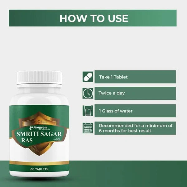Dr. Satnam’s Arogyam Ayurveda Smriti Sagar Ras (A.S.S, 60 Tablets) | Classical Ayurvedic Herbo-Mineral Tonic for Memory, Cognitive Function & Nervous System Health
